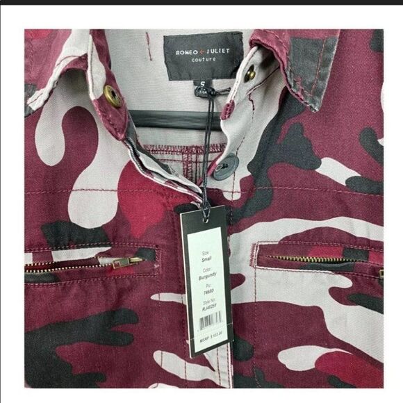 ROMEO + JULIET COUTURE Camo Button Front Jacket Fall Essential Everyday Casual‎ - Picture 5 of 9